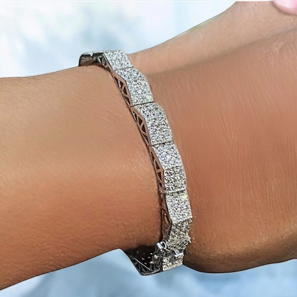 🌺Unique Sterling Pave Bracelet